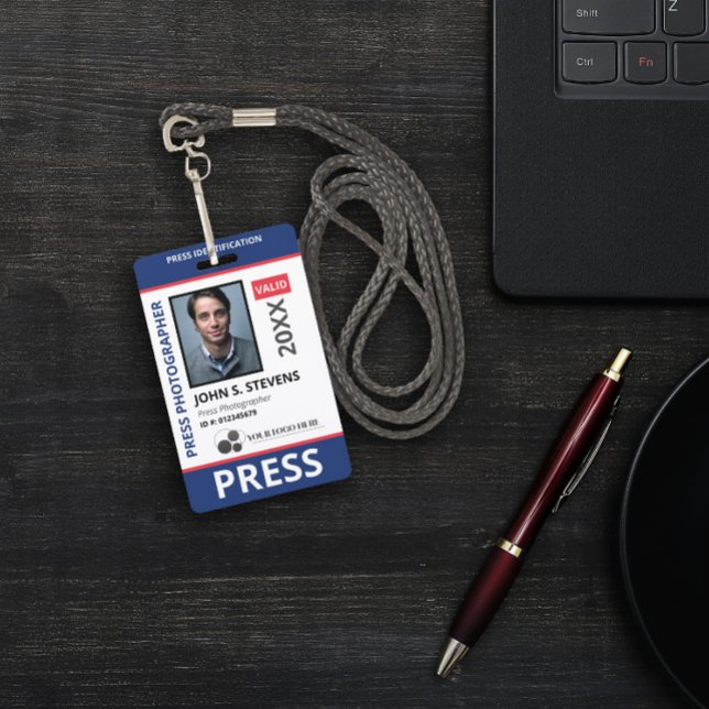 Blue Red Photo & Logo Press ID ID Badge (Creator Uploaded)