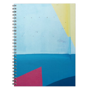 Blue, red, pink, and yellow abstract painting notebook