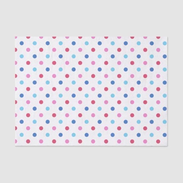 Blue, Red, Pink Polka Dot Tissue Paper (Front)
