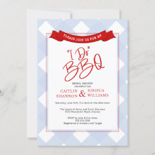Blue Red Plaid I Do BBQ Bridal Shower Invitation