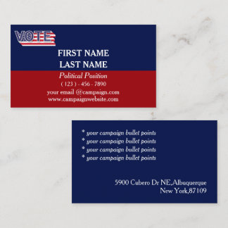 Blue & Red Political Campaign Business Card