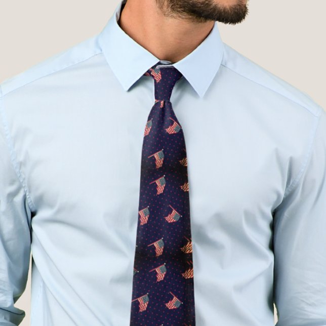 BLUE RED POLKA DOT AMERICAN FLAGS TIE (Creator Uploaded)