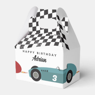 Blue Red Race Fast Retro Racing Cars Birthday Favour Box