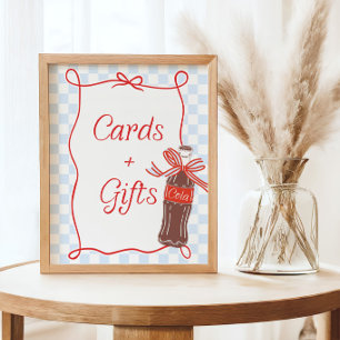 Blue & Red Ready to Pop Retro Soda Baby Shower Poster