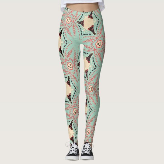 Blue/Red Retro Pattern Leggings