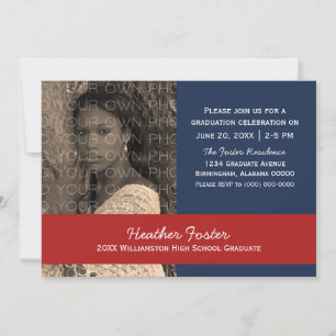 Blue/Red School Colour Blocks Grad Invite