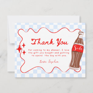 Blue Red She's Ready to Pop Baby Shower  Thank You Card