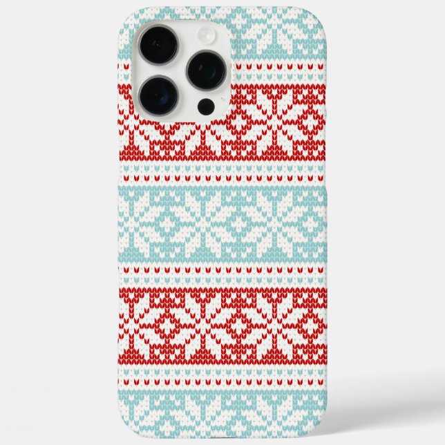 Blue Red Snowflakes Christmas Knit Pattern Case-Mate iPhone Case (Back)