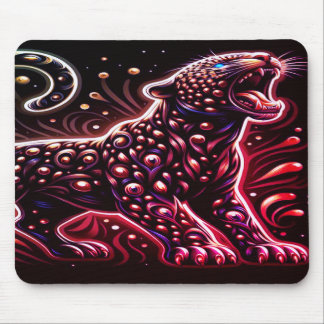 Blue + Red Spotted Leopard On Thick Laptop Tablet Mouse Mat