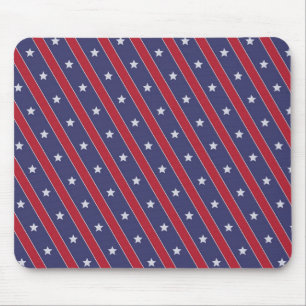 Blue Red Stripes Stars pattern Mouse Mat
