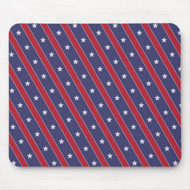 Blue Red Stripes Stars pattern Mouse Mat (Front)