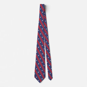 Blue Red Stripes Stars pattern Tie