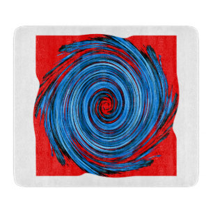 Blue Red Swirl Abstract Pattern Cutting Board
