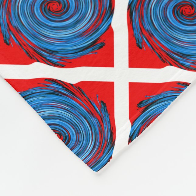 Blue Red Swirl Abstract Pattern Fleece Blanket (Corner)