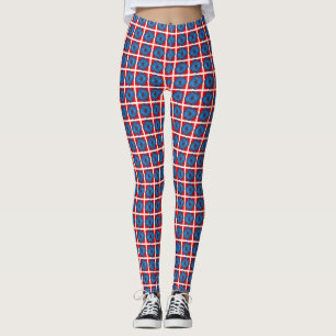 Blue Red Swirl Abstract Pattern Leggings