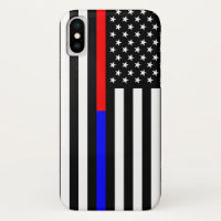 blue red thin line police firefighters symbol usa