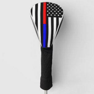 blue red thin line police firefighters symbol usa golf head cover
