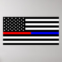 blue red thin line police firefighters symbol usa