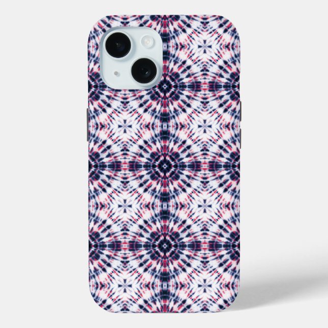 Blue & Red Tie Dye Pattern Case-Mate iPhone Case (Back)