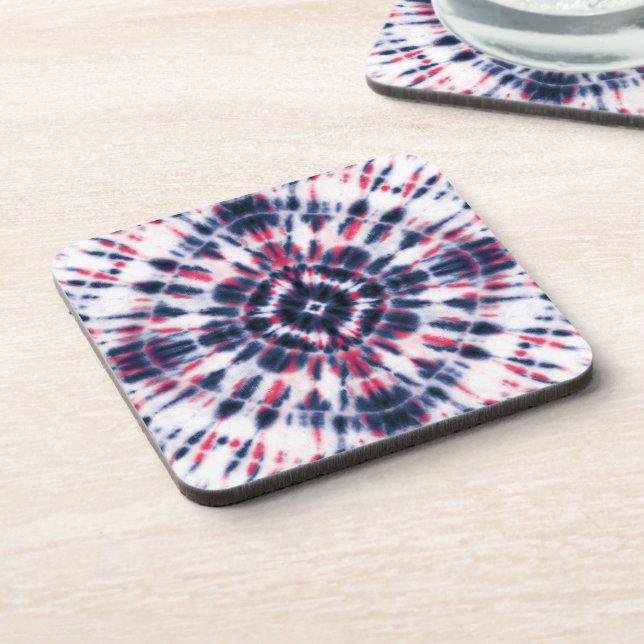 Blue & Red Tie Dye Pattern Coaster (Left Side)