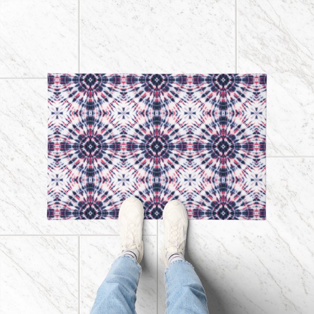 Blue & Red Tie Dye Pattern Doormat (Indoor)