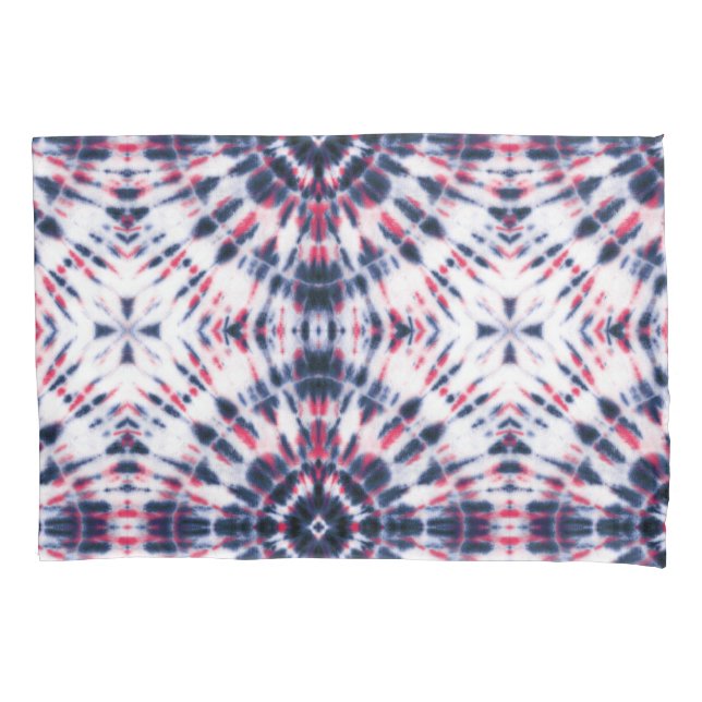 Blue & Red Tie Dye Pattern Pillowcase (Front-Left)