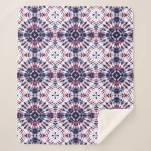 Blue & Red Tie Dye Pattern Sherpa Blanket