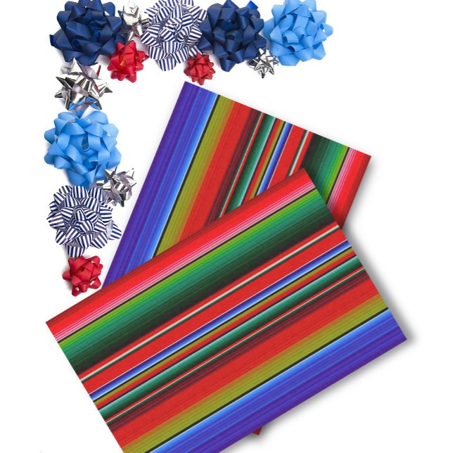 Blue Red Traditional Fiesta Mexican Blanket Tissue Paper (Creator Uploaded)