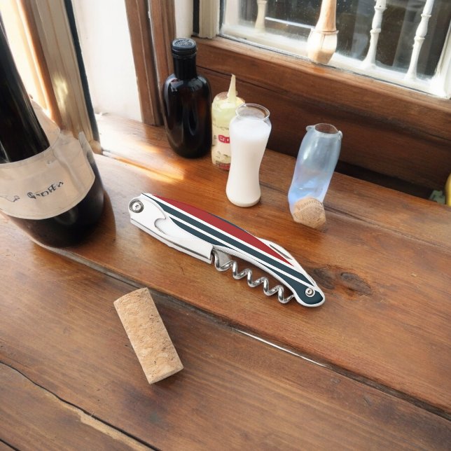Blue Red uniform Stripes Corkscrew (Corkscrew Bottle Opener)