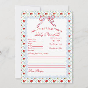 Blue & Red Vintage Fancy Floral Baby Advice Card