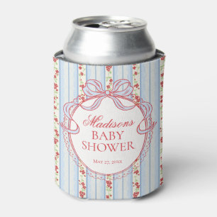 Blue & Red Vintage Fancy Floral Baby Shower Favour Can Cooler