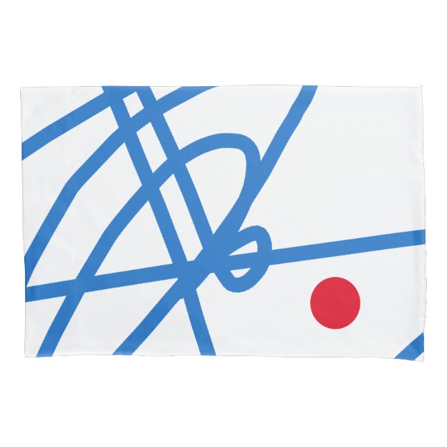 Blue Red White Abstract Art Pillowcase (Front)
