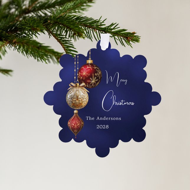 Blue red white baubles Christmas Tree Decoration Card (Creator Uploaded)