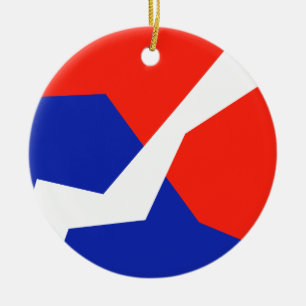 Blue Red White Flag Colours Ceramic Tree Decoration
