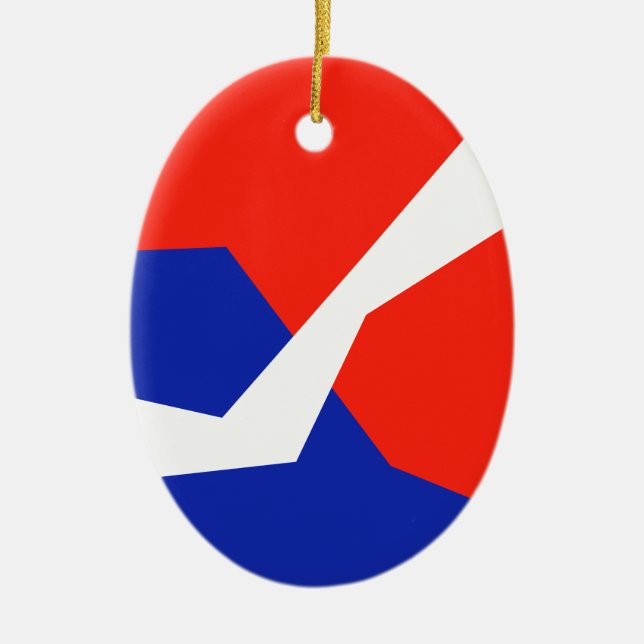 Blue Red White Flag Colours Ceramic Tree Decoration (Front)
