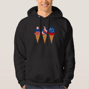 Blue Red White Ice Cream American Flag 4th Of July Hoodie