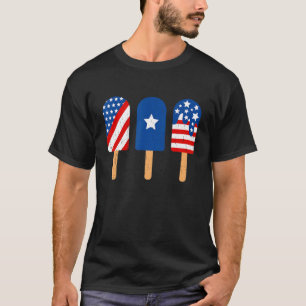 Blue Red White Ice Cream American Flag Funny 4th O T-Shirt
