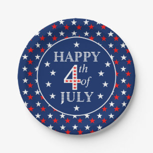 Blue Red White Stars  Paper Plate