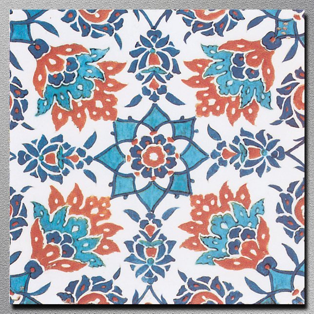 Blue Red White Vintage Floral Art Tile (Creator Uploaded)