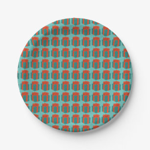 Blue Red Wrapped Holiday Birthday Hanukkah Present Paper Plate