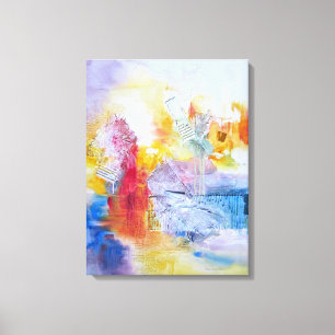 Blue Red Yellow Abstract Art Canvas Print
