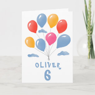 Blue Red Yellow Balloons Boy Birthday Card