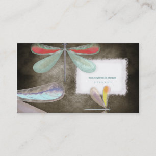Blue red yellow butterfly night delicate silk Busi Business Card