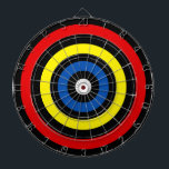 Blue Red & Yellow Circles on Black Dartboard<br><div class="desc">Blue Red & Yellow Circles on Black.</div>