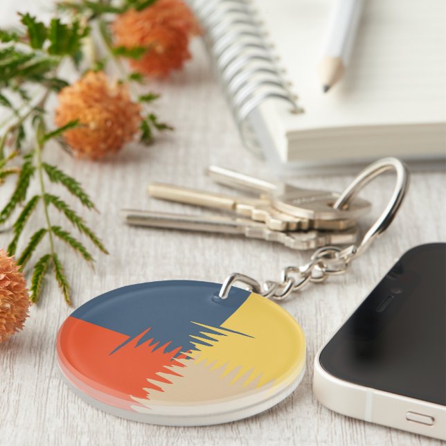 Blue Red Yellow Cream  Key Ring (Front Right)
