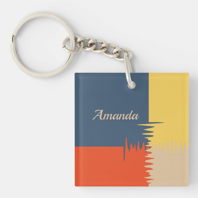 Blue Red Yellow Cream Key Ring (Front)