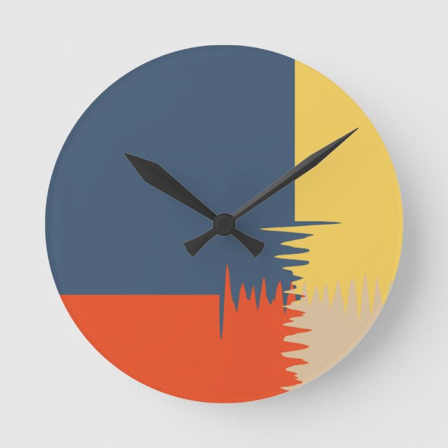 Blue Red Yellow Cream Round Clock (Front)
