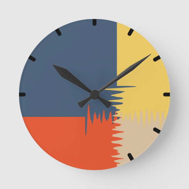 Blue Red Yellow Cream Round Clock (Front)