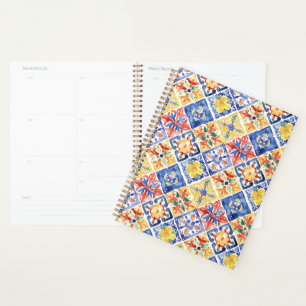 Blue Red Yellow Floral Abstract Cinco de Mayo Planner