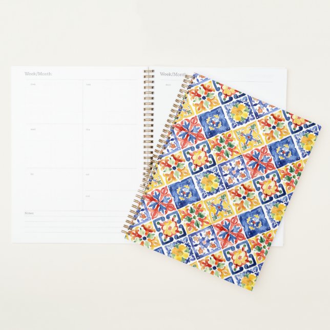 Blue Red Yellow Floral Abstract Cinco de Mayo Planner (Display)
